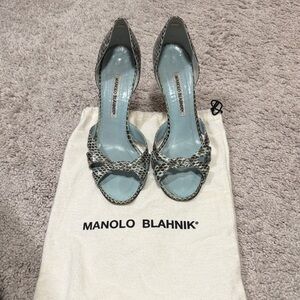 Manolo Blahnik Snakeskin Heels - Black and Gray